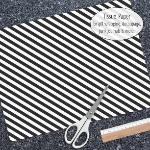 Narrow Black and White Stripes Pattern Tissue Paper