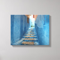 Narrow Blue Stairway in Morocco