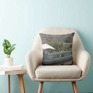 Narrow boat and flower garden cushion