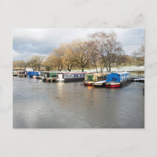 Narrow boats winter Higher Poynton Postcard