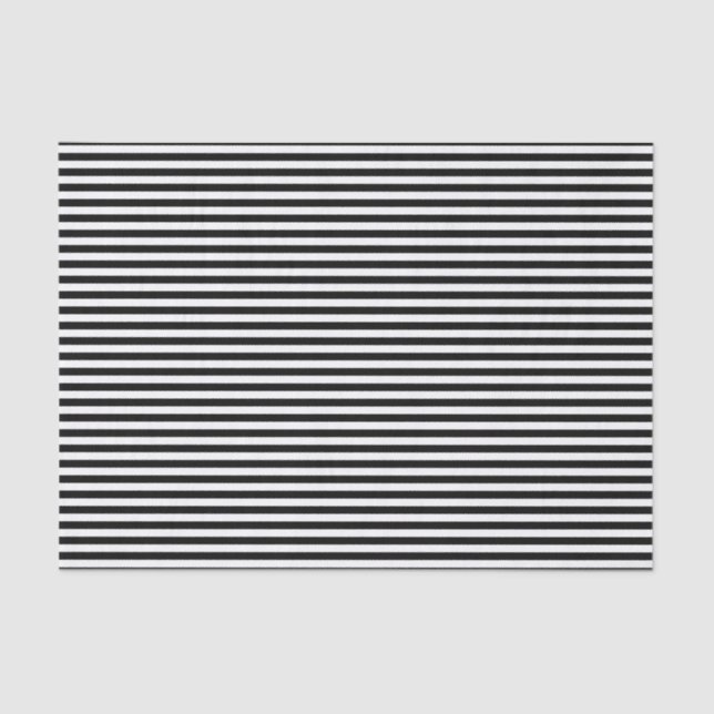 Narrow Deepest Black and White Striped Pattern Tissue Paper (Front)