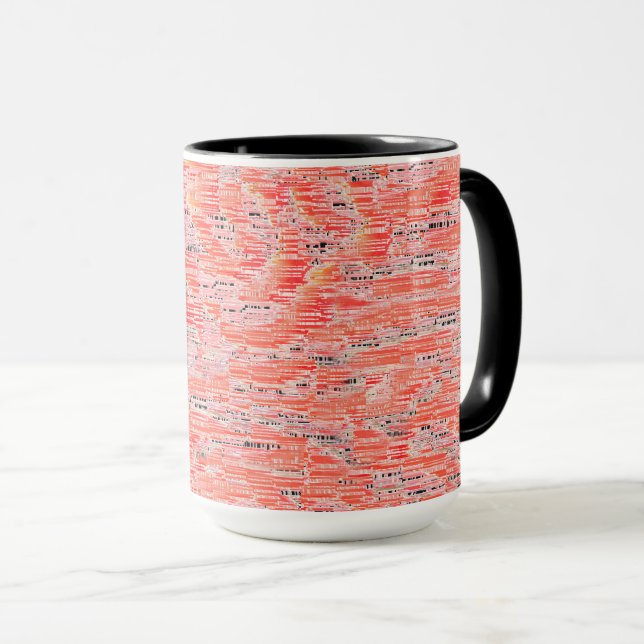 Narrow salmon and peach mosaic effect mug (Front Right)