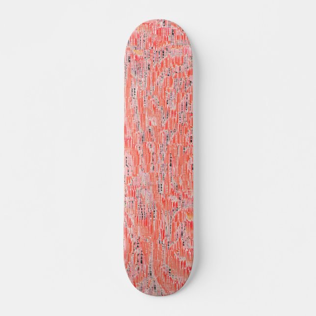 Narrow salmon and peach mosaic effect skateboard (Front)