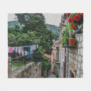 Narrow stone street in Dubrovnik Fleece Blanket