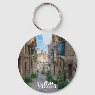 Narrow stone street in Malta Key Ring