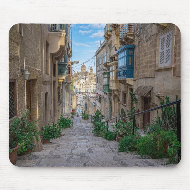 Narrow stone street in Malta Mouse Pad (Front)
