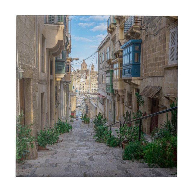 Narrow stone street in Malta Tile (Front)