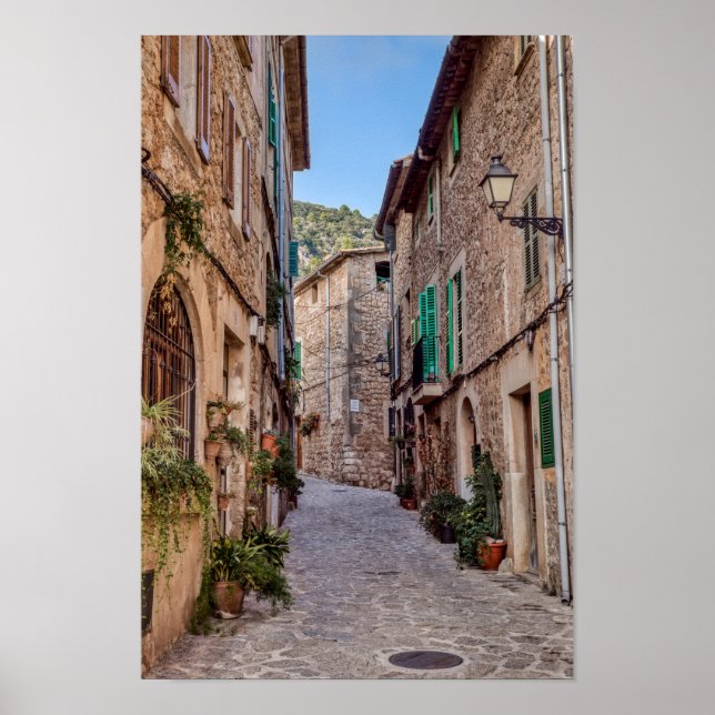 Narrow street in Valldemossa village - Mallorca Poster (Front)
