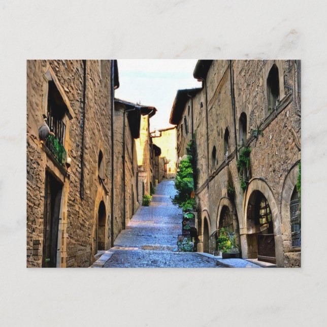 Narrow Street of Orvieto Painting, Italy  Postcard (Front)