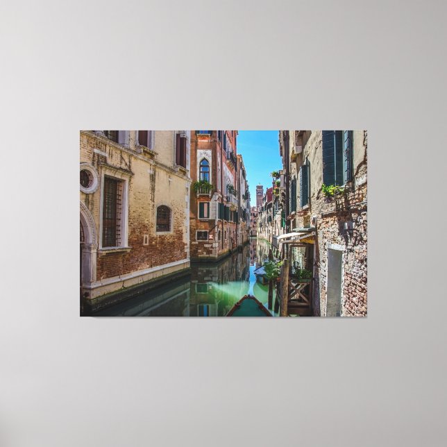 Narrow street with canal in Venice Canvas Print (Front)