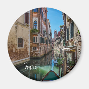 Narrow street with canal in Venice Magnet
