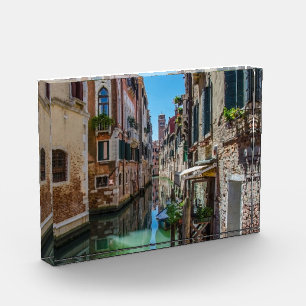 Narrow street with canal in Venice Photo Block