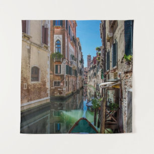 Narrow street with canal in Venice. Tapestry