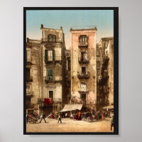 Narrow streets, Naples, Italy classic Photochrom