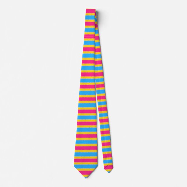Narrow Stripe Pansexual Flag Neck Tie (Front)