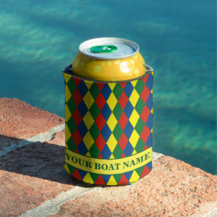 Narrowboat Canal Boat Name Harlequin Diamonds Can Cooler