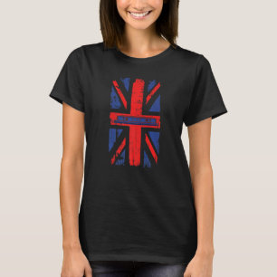 Narrowboat & Canal Boat With Union Jack Flag Uk T-Shirt