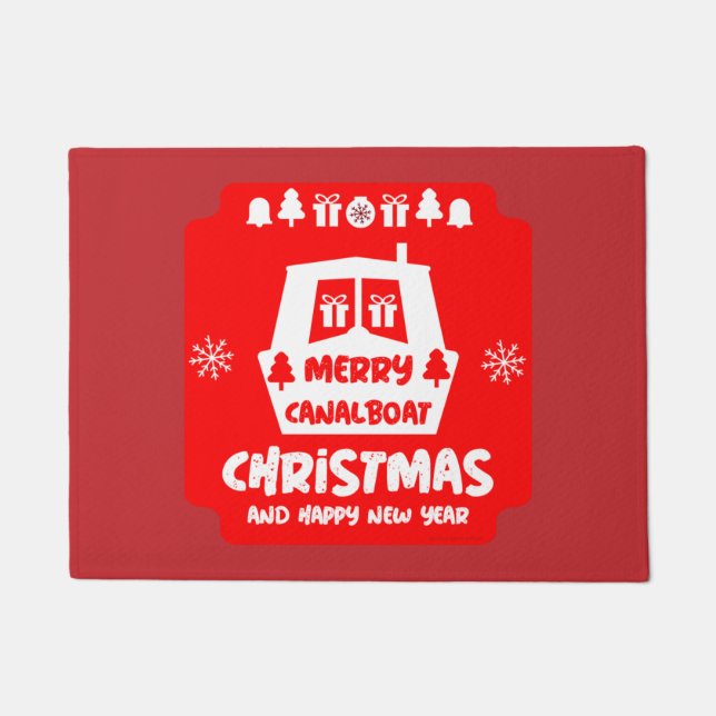 Narrowboat Canal Christmas Xmas Gifts  Doormat (Front)