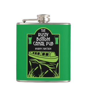 Narrowboat Canal Pubs  Hip Flask