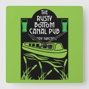 Narrowboat Canal Pubs Square Wall Clock