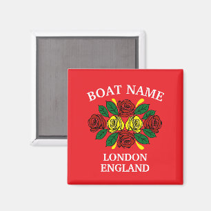 Narrowboat Red Roses Boat Name Folk Art Magnet