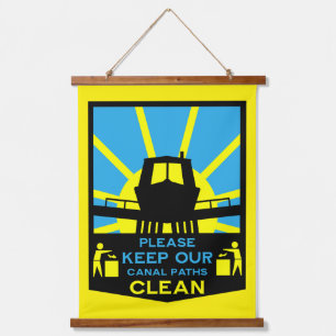 Narrowboat Stickers And Signs Hanging Tapestry