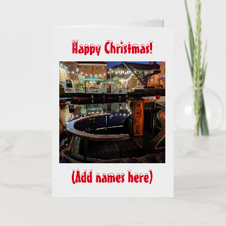 Narrowboat themed Christmas Foil Holiday Card