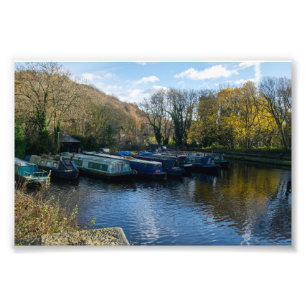 Narrowboats Moored at Salterhebble Basin Photo Print