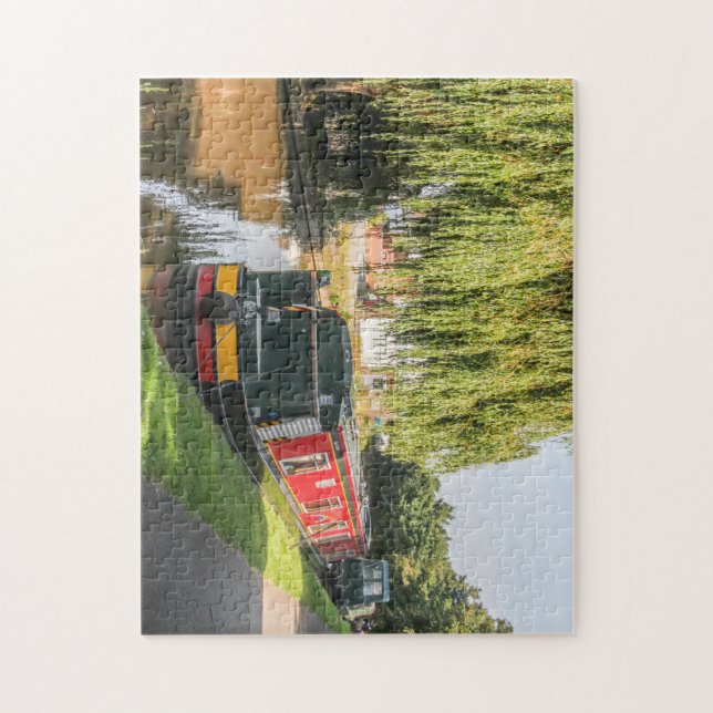 Narrowboats moored on the Shropshire Union Canal. Jigsaw Puzzle (Vertical)
