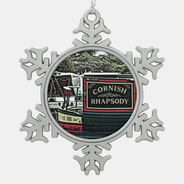 NARROWBOATS   SNOWFLAKE PEWTER CHRISTMAS ORNAMENT (Front)