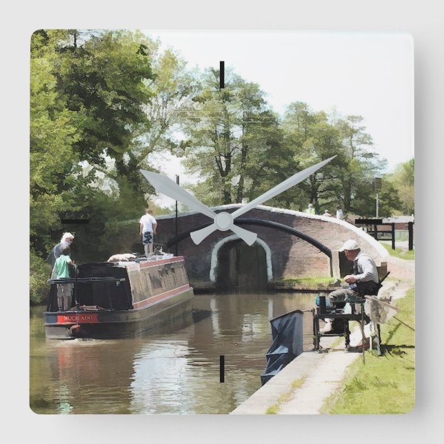 NARROWBOATS SQUARE WALL CLOCK (Front)