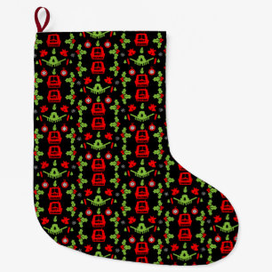 Narrowboats Xmas Canal Christmas  Large Christmas Stocking