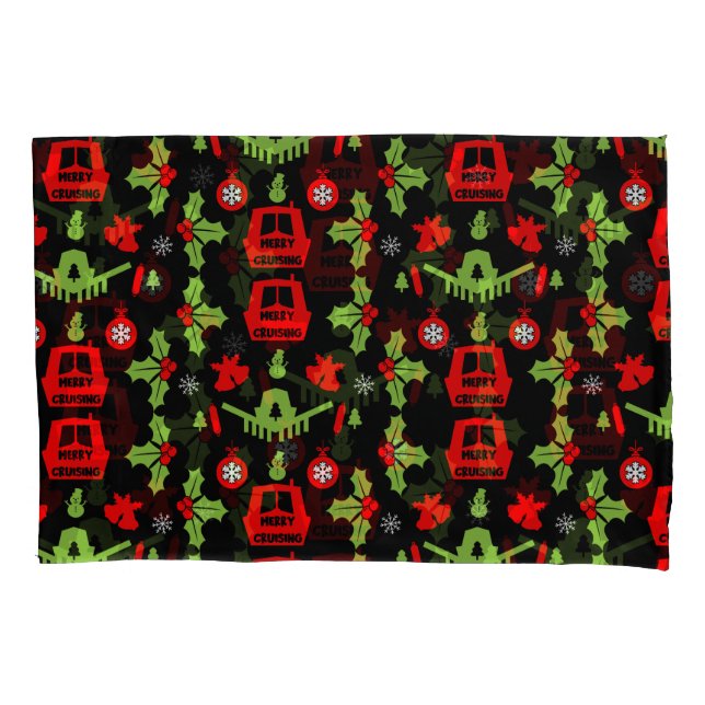 Narrowboats Xmas Canal Christmas  Pillowcase (Front-Left)