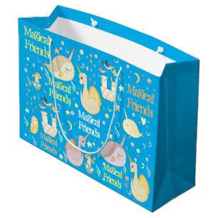 Narwhal and Dragon Friends Personalised kids Party Large Gift Bag