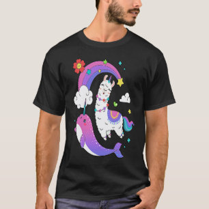 Narwhal And Llama Rainbow Animal T-Shirt