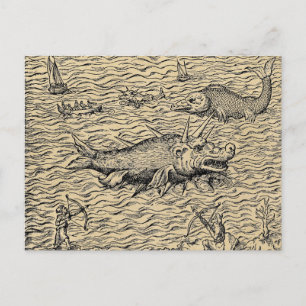 Narwhal and Mediaeval Sea Monsters Postcard