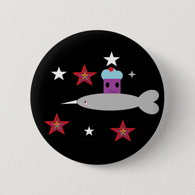 Narwhal and the Space cupcake 6 Cm Round Badge (Front)