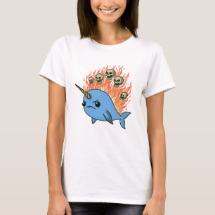 Narwhal Angry Skulls & Flames T-Shirt