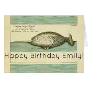 Narwhal Antique Whale Watercolor Scientific Art