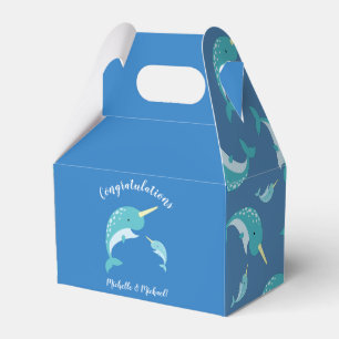Narwhal Baby Shower Blue Boy Whale Favour Box