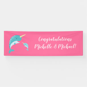 Narwhal Baby Shower Pink Girl Whale Banner