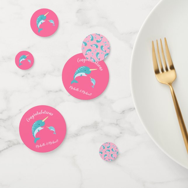 Narwhal Baby Shower Pink Girl Whale Confetti (Group)