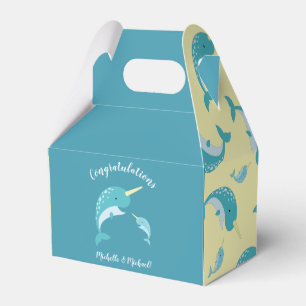 Narwhal Baby Shower Yellow Gender Neutral Whale Favour Box