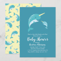 Narwhal Baby Shower Yellow Gender Neutral Whale