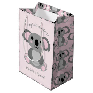 Narwhal Baby Shower Yellow Gender Neutral Whale Medium Gift Bag