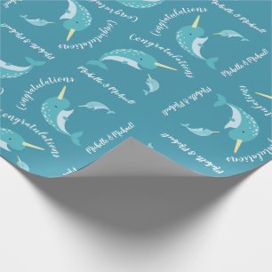 Narwhal Baby Shower Yellow Gender Neutral Whale Wrapping Paper