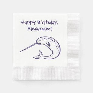 Narwhal Birthday Party Custom Paper Napkins