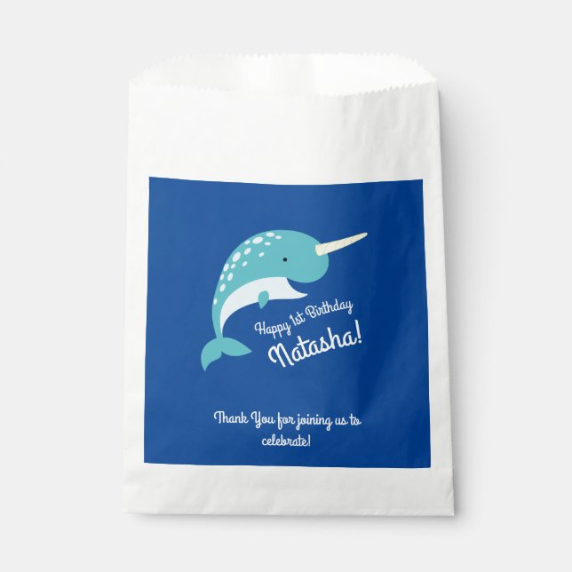 Narwhal Birthday Party Favour Bags (Front)
