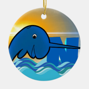 narwhal ceramic tree decoration