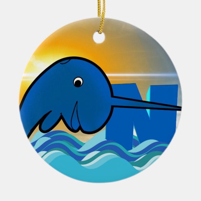 narwhal ceramic tree decoration (Front)